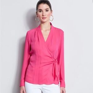 Elie Tahari Long Sleeve Silk Wrap Shirt, xs, NWT